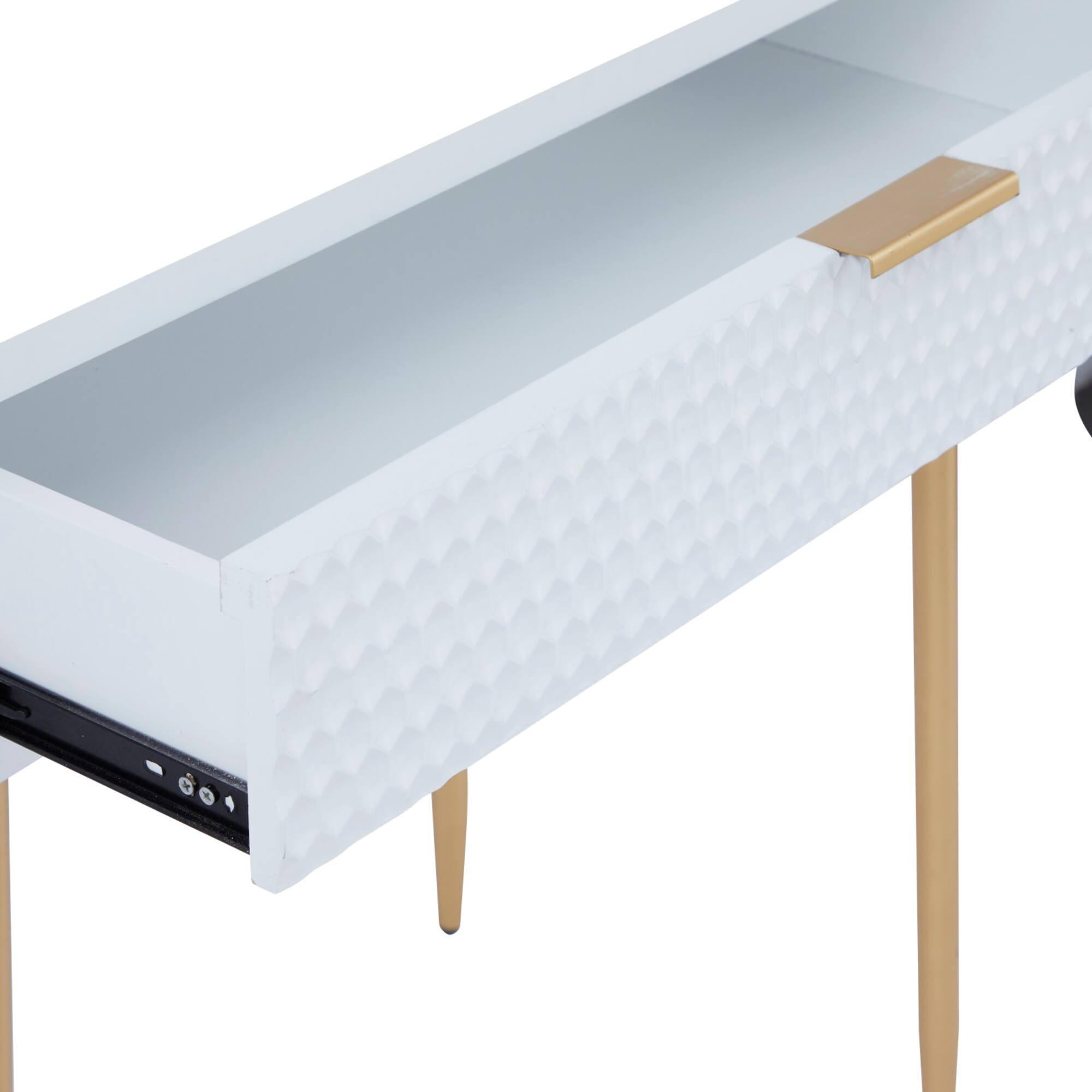 Set of 2" White Wood Contemporary Console Table with Mirror, 31" x 31" x 16"